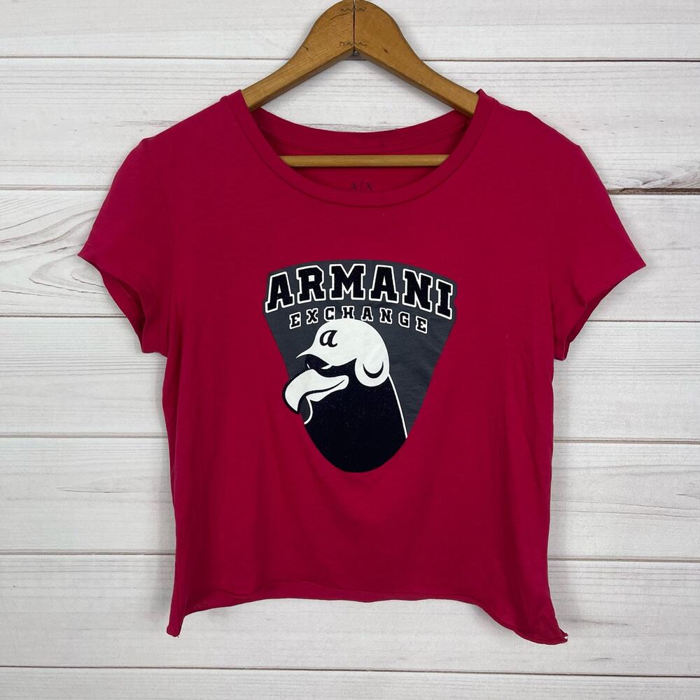 Armani Exchange Pink Cropped Short Sleeve Graphic Tee Size‎ Small
